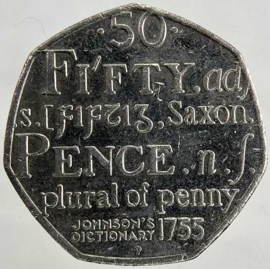 2005 Samuel Johnsons Dictionary 50p Fifty - Pence Coin | Collectable Grade