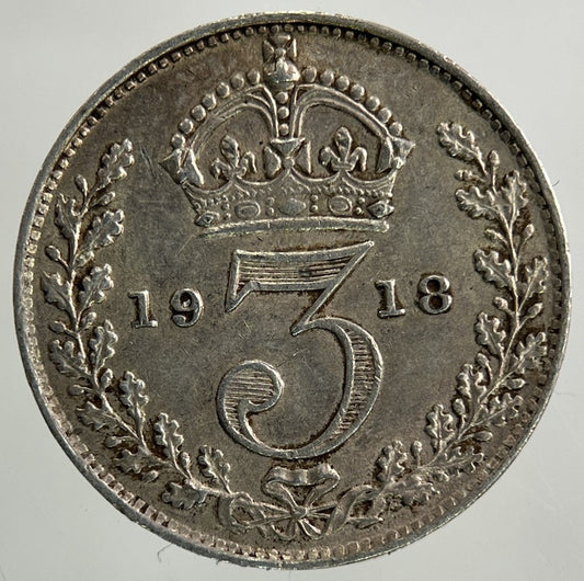 1918 George V Threepence Silver Coin | Very High Grade
