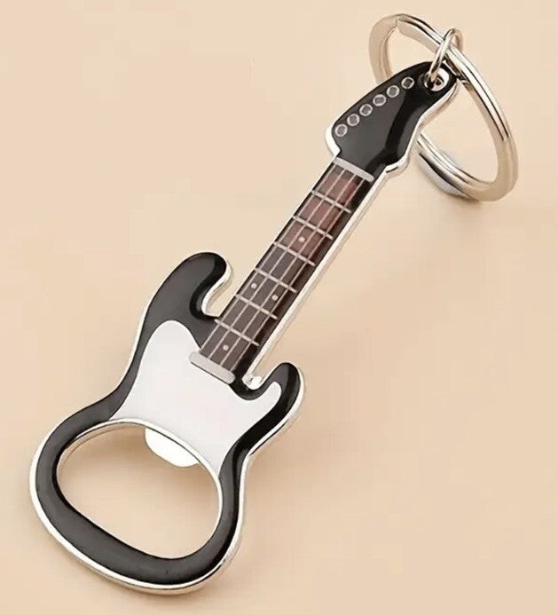 Black Electric Guitar Bottle Opener Keyring Premium Keychain Gift UK