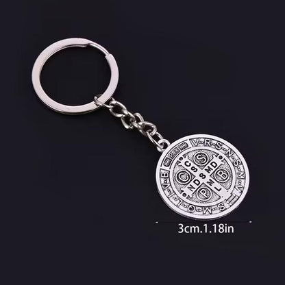 Mini Metal Saint Benedict Medal Charm Religious Keyring Premium Keychain Gift UK