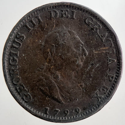 1799 George 3rd III Farthing Coin | Fine Collectable Grade | a6786