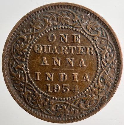 1934 India 1/4 Quarter Anna Coin | Fine Collectable Grade | a6382