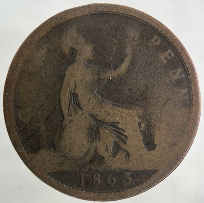 1863 Victoria One Penny Coin | Collectable Grade