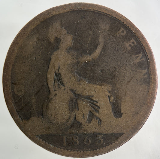 1863 Victoria One Penny Coin | Collectable Grade