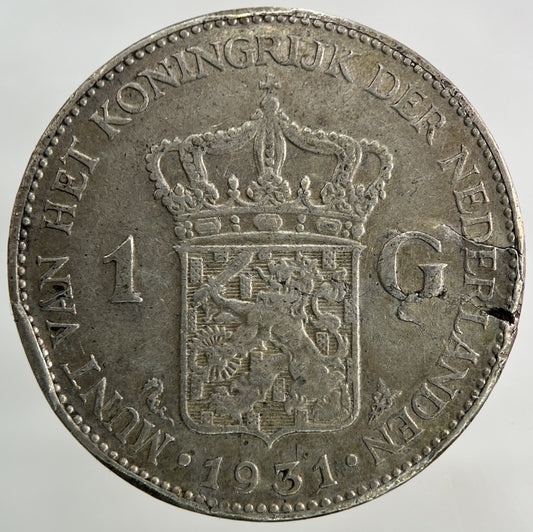 1931 Bent Netherlands 1 Gulden Silver Coin | Collectable Grade
