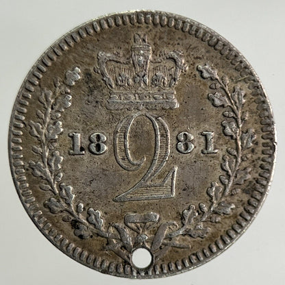 1881 Victoria Maundy Two - Pence Silver Coin | Fine Collectable Grade