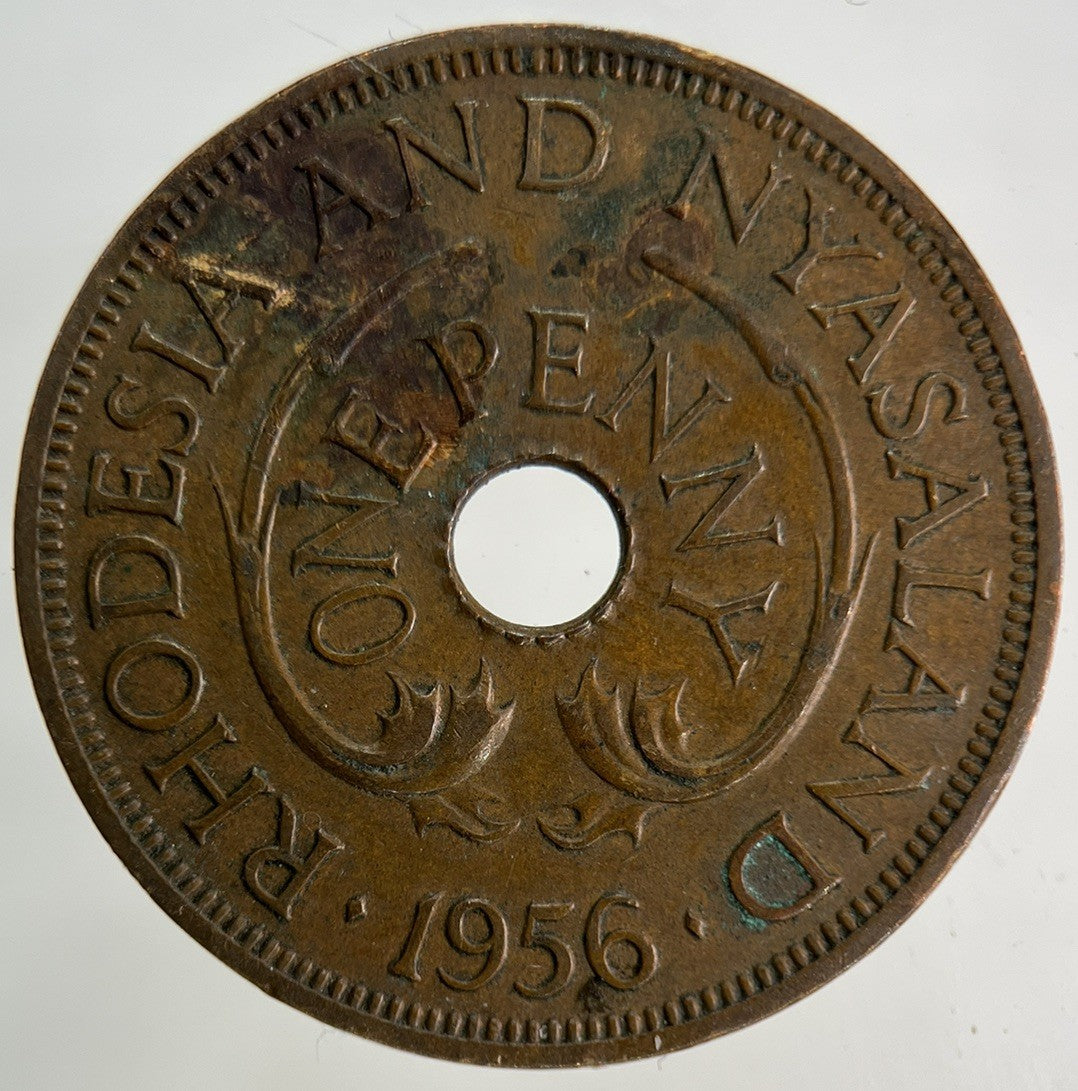 1956 Africa Rhodesia One Penny Coin | Fine Collectable Grade