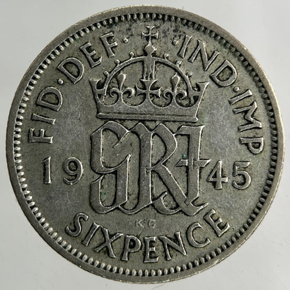 1945 George VI Sixpence Silver Coin | Fine Collectable Grade