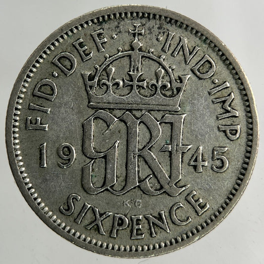 1945 George VI Sixpence Silver Coin | Fine Collectable Grade