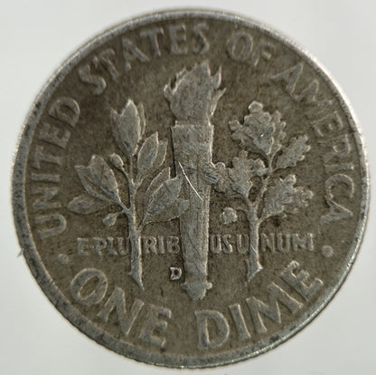 1958 - D US USA Roosevelt Dime Silver Coin | Collectable Grade
