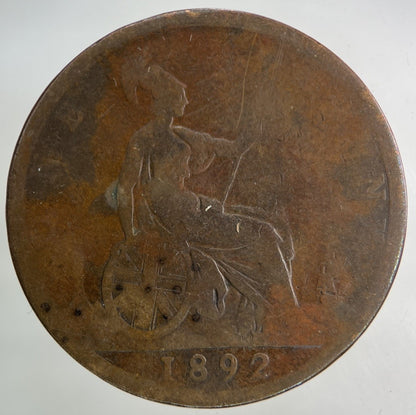 1892 Victoria One Penny Coin | Collectable Grade