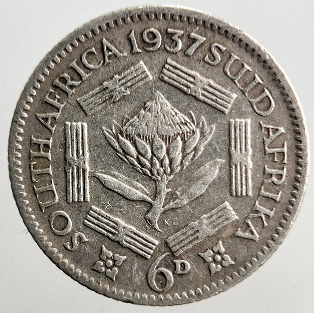 1937 South Africa Sixpence Silver Coin | Fine Collectable Grade