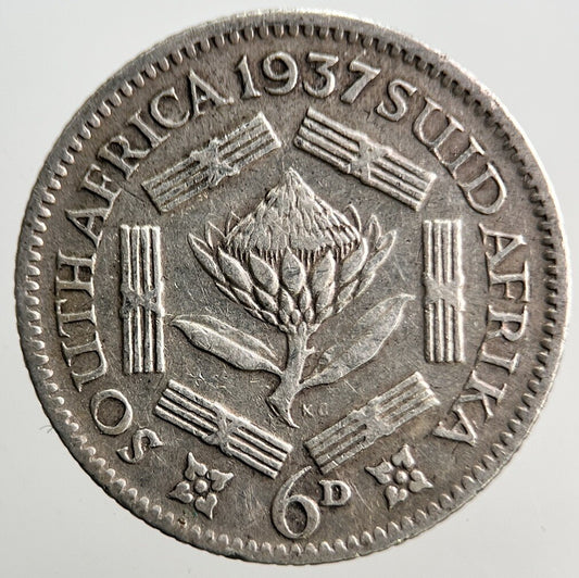 1937 South Africa Sixpence Silver Coin | Fine Collectable Grade