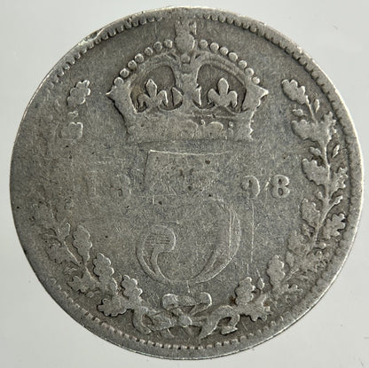 1898 Victoria Threepence Silver Coin | Collectable Grade