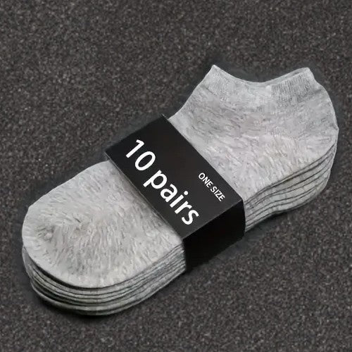 10 Pack Womens Trainer Grey Ankle Socks Invisible Cotton Low Cut Sports Sock