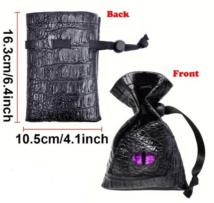 Black & Green Dragon Eye Coin or Dice Storage Pouch Sack Bag
