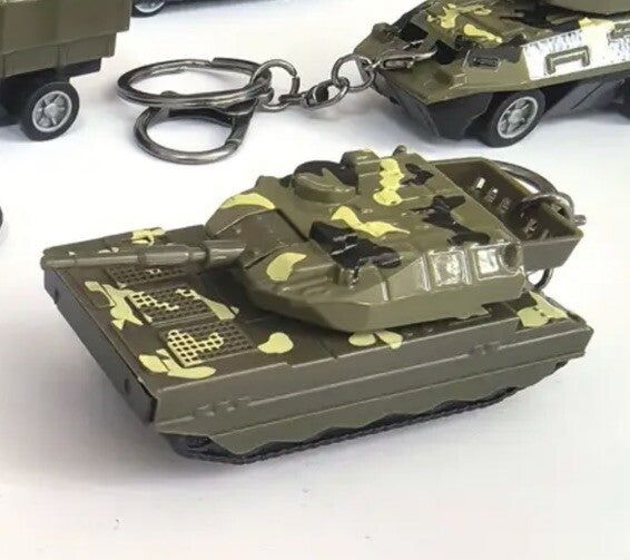 Mini Modern Army Military Tank Shaped Keyring Premium Keychain Gift UK