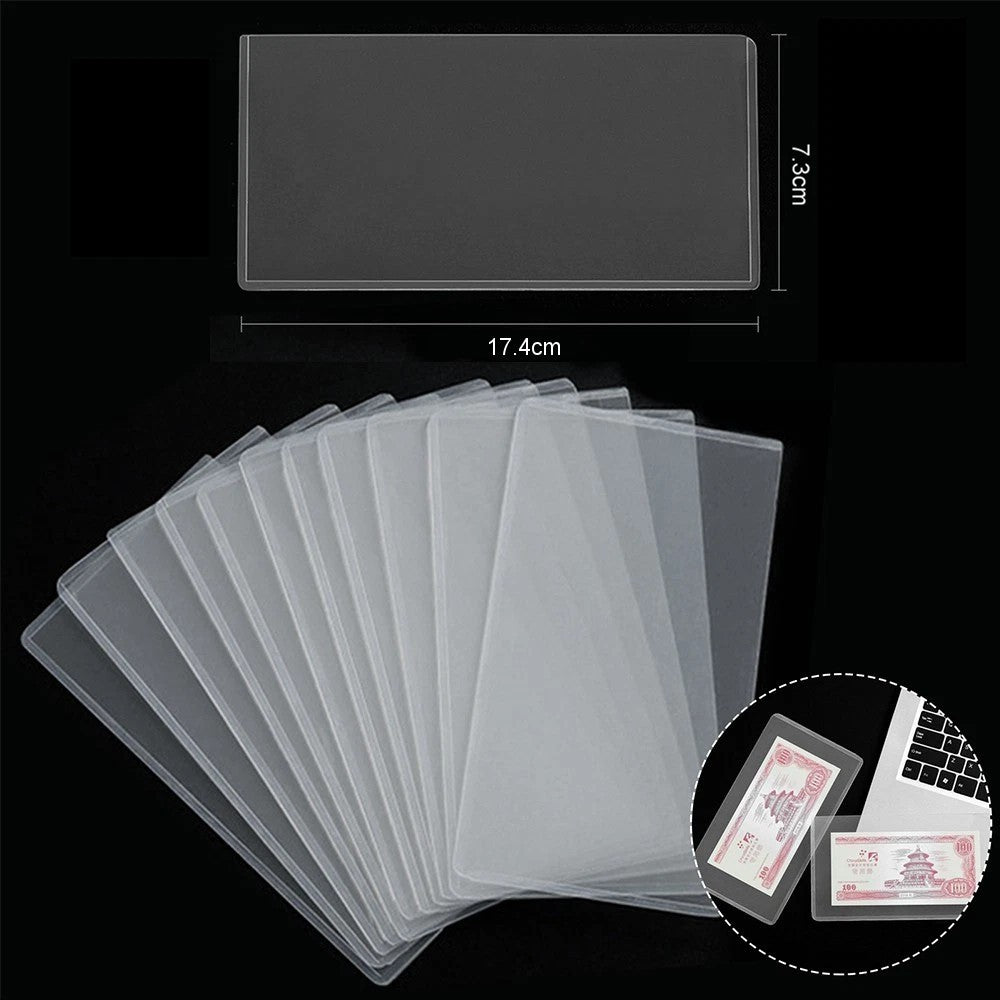 10 x Thick Clear Money Sleeves Currency Banknote Bill Storage Bag Protector