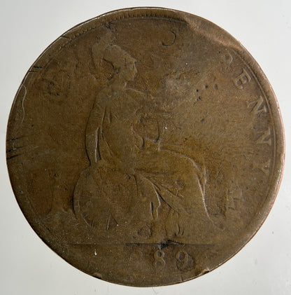 1889 Victoria One Penny Coin | Fair Grade