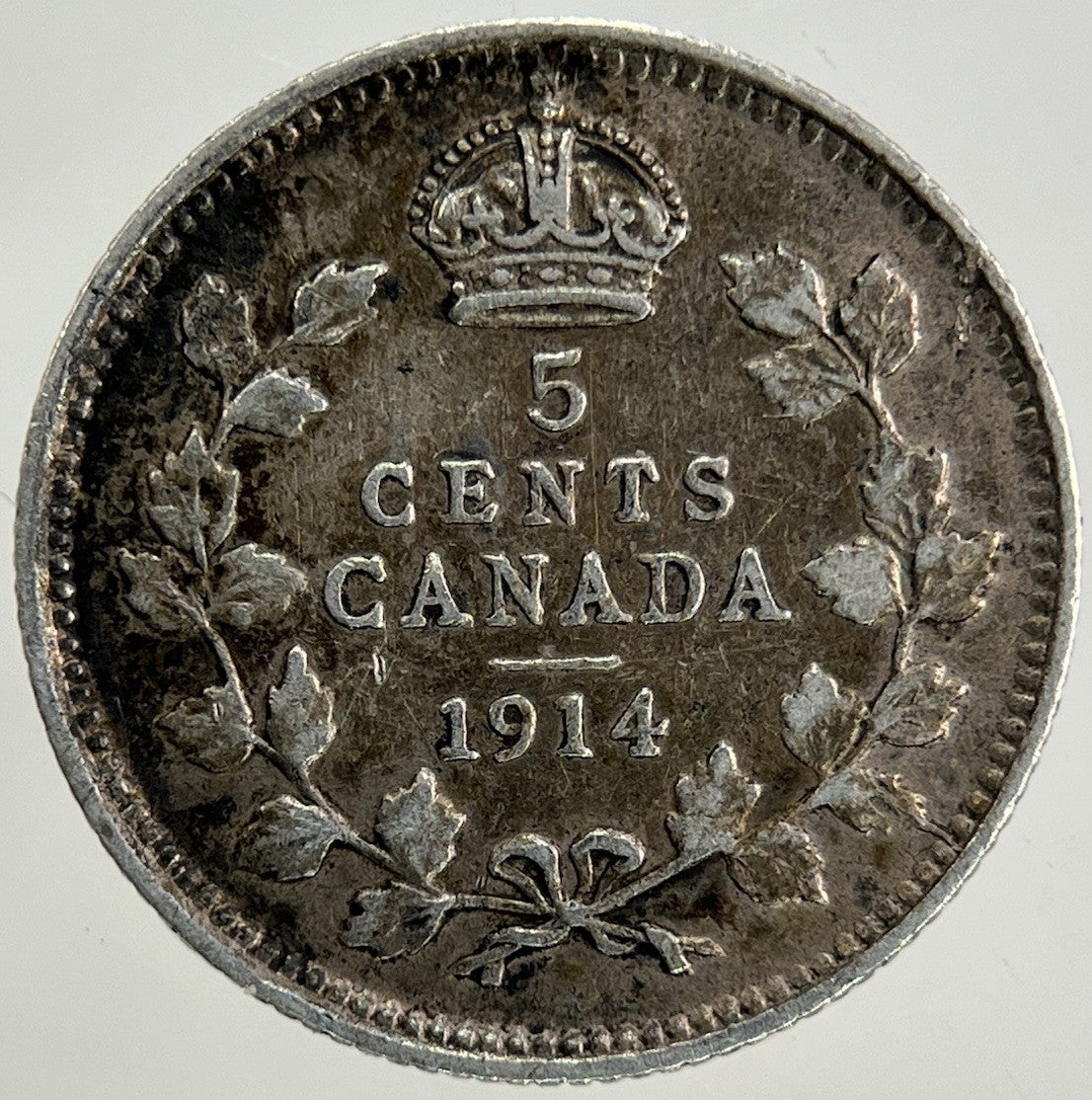 1914 Canada 5 Cents Silver Coin | Fine Collectable Grade