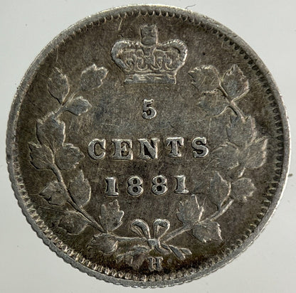 1881 - H Canada 5 Cents Silver Coin | Very High Grade