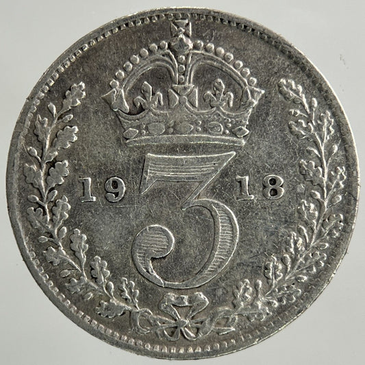 1918 George V Threepence Silver Coin | Fine Collectable Grade