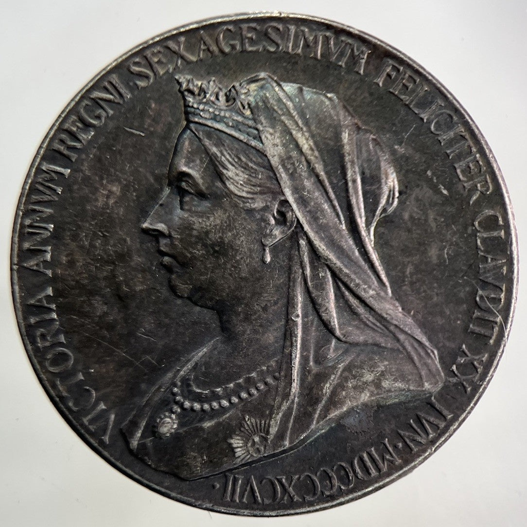 1897 Victoria Diamond Jubilee Silver Medal 25mm Coin | Fine Collectable Grade