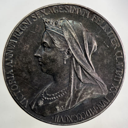 1897 Victoria Diamond Jubilee Silver Medal 25mm Coin | Fine Collectable Grade
