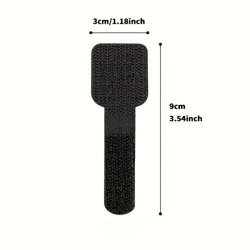 10 x Self - Adhesive Heavy - Duty Hook & Loop Organiser Cable Ties Black - UK Stock