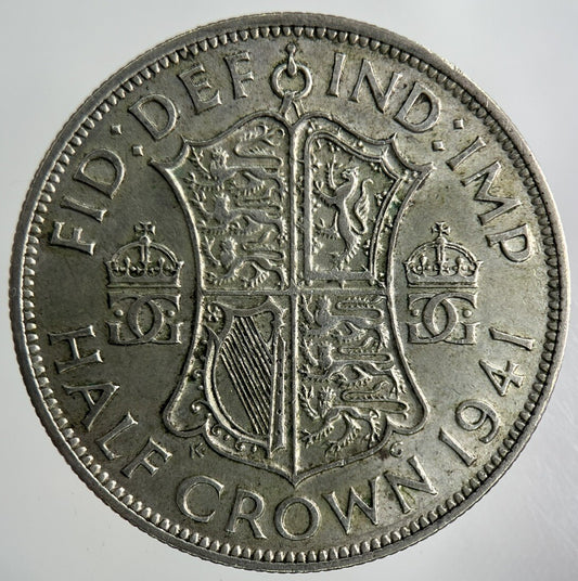 1941 George VI Half - Crown Silver Coin | Fine Collectable Grade