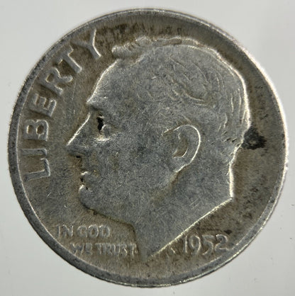 1952 US USA Roosevelt Dime Silver Coin | Collectable Grade