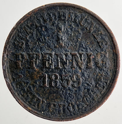 1859 Germany 1 Pfennig Coin | Collectable Grade | a9664