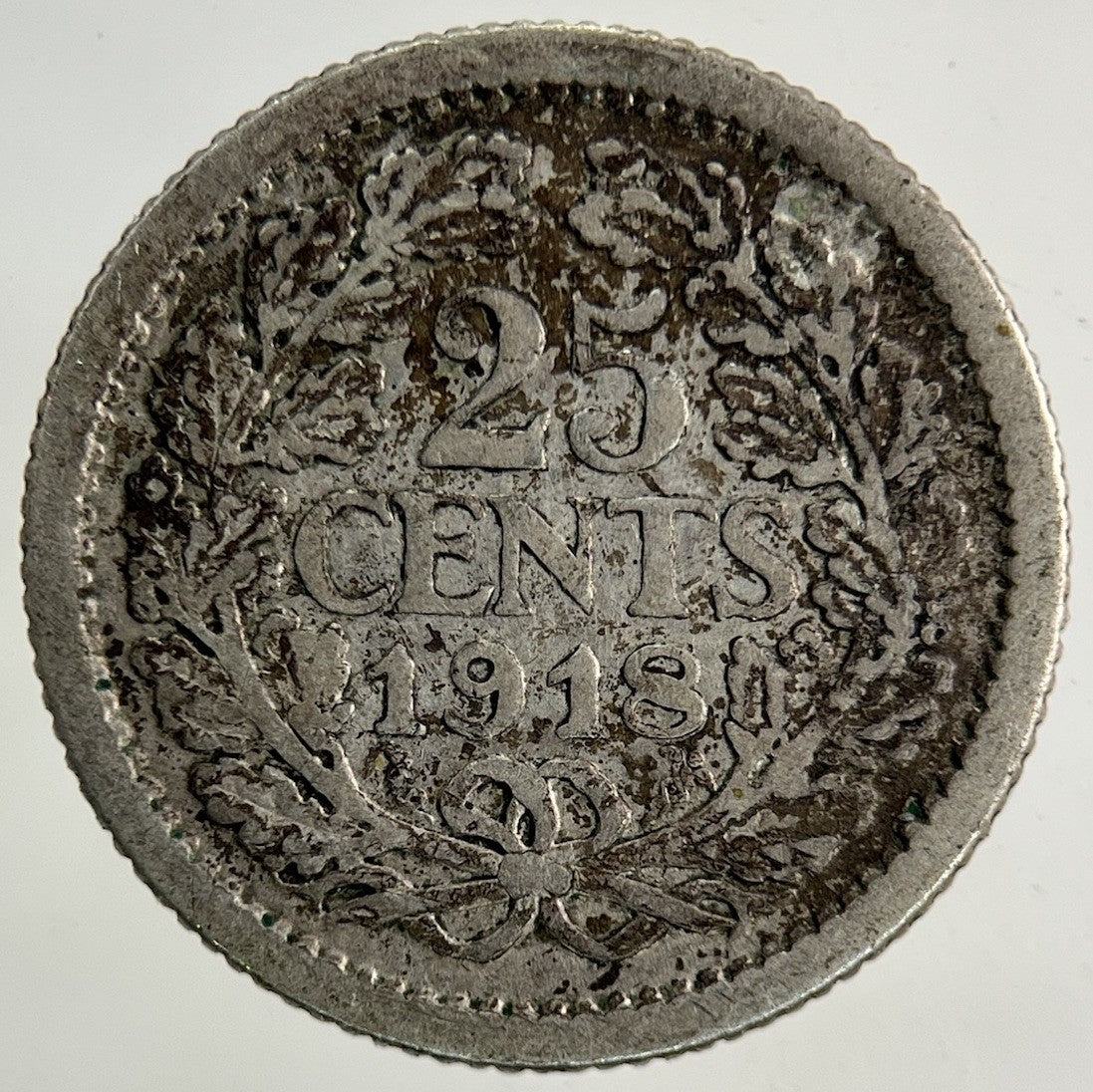 1918 Netherlands 25 Cents Silver Coin | Collectable Grade
