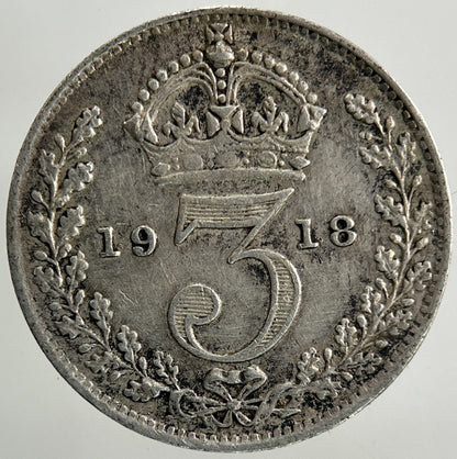 1918 George V Threepence Silver Coin | Fine Collectable Grade