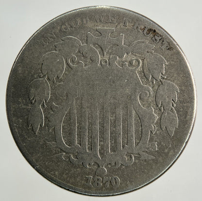 1870 US USA Shield Nickel 5 Cents Coin | Collectable Grade