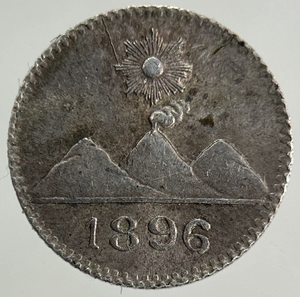 1896 Guatemala 1/4 Quarter Real Silver Coin | Very High Grade