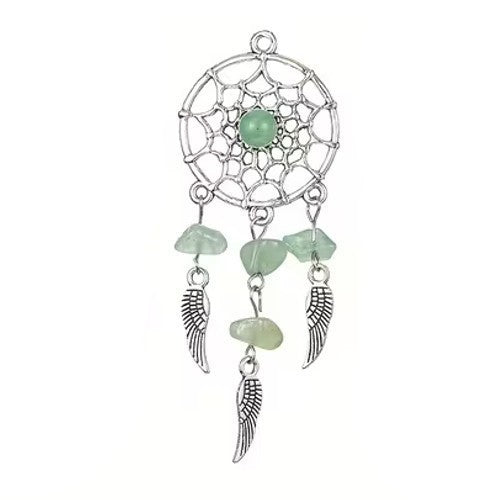 Mini Metal Green Stones Dream Catcher Charm Keyring Keychain Gift UK