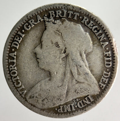 1900 Veiled Head Victoria Threepence Silver Coin | Collectable Grade | a4010