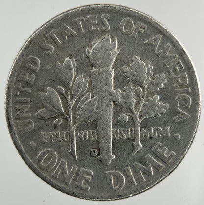 1952 - D US USA Roosevelt Dime Silver Coin | Collectable Grade
