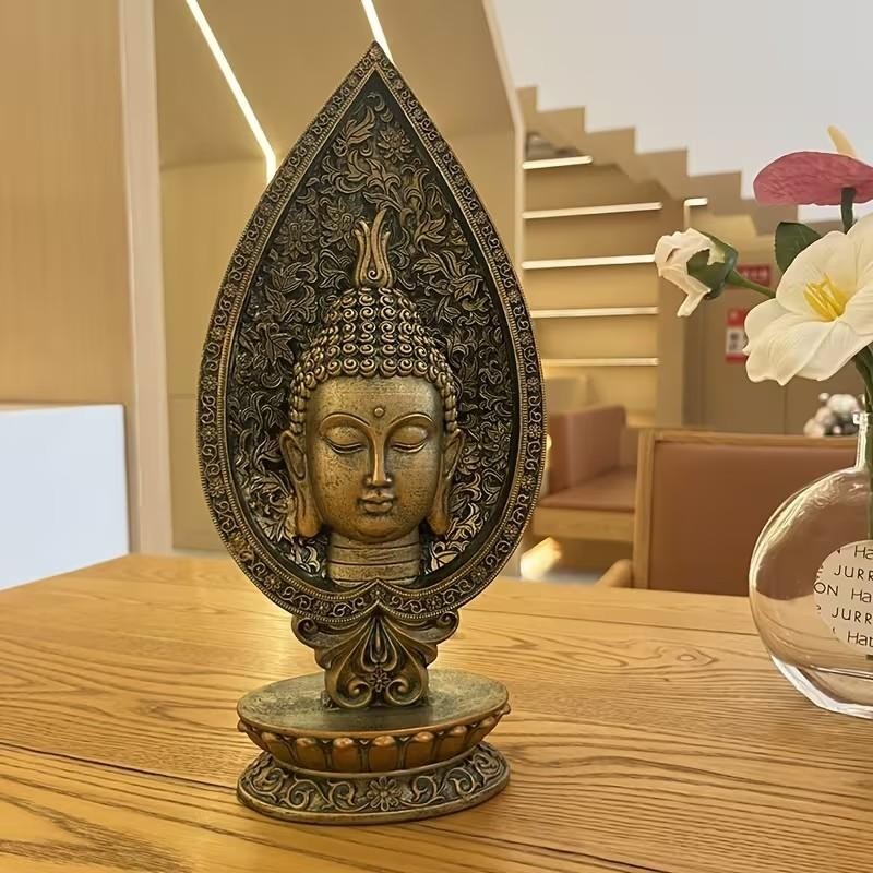 Meditating Buddha Head Resin Statue Home Sculpture Gift UK