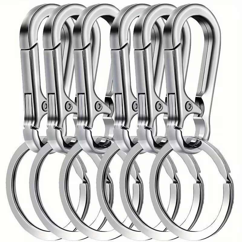 6 x Metal Carabiner Clip & Keychain Snap Hook Spring Loaded For Bags Heavy Duty