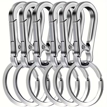 6 x Metal Carabiner Clip & Keychain Snap Hook Spring Loaded For Bags Heavy Duty