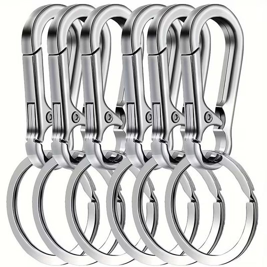 6 x Metal Carabiner Clip & Keychain Snap Hook Spring Loaded For Bags Heavy Duty