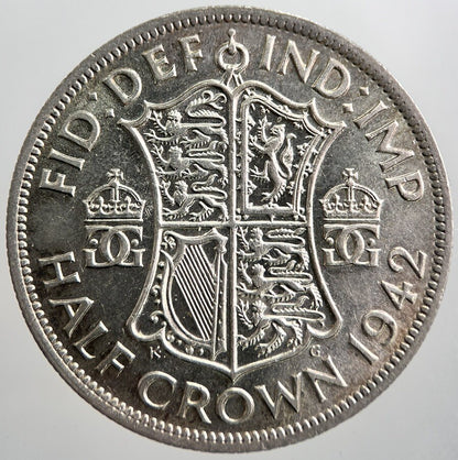 1942 George VI Half - Crown Silver Coin | Fine Collectable Grade | a8070