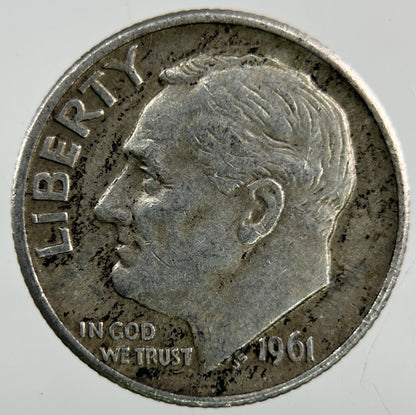 1961 - D US USA Roosevelt Dime Silver Coin | Fine Collectable Grade