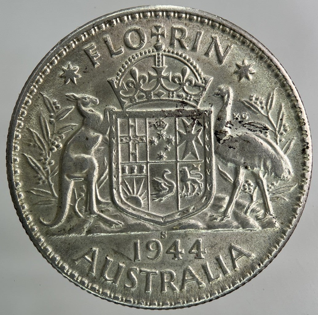 1944 - S Australia Florin Silver Coin | Very High Grade