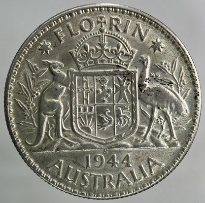 1944 - S Australia Florin Silver Coin | Very High Grade