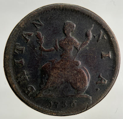 1736 George II 2nd Farthing Coin | Collectable Grade