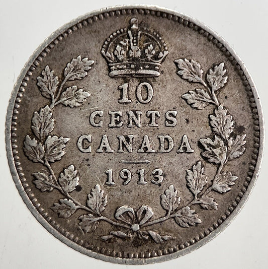 1913 Canada 10 Cents Silver Coin | Very High Grade