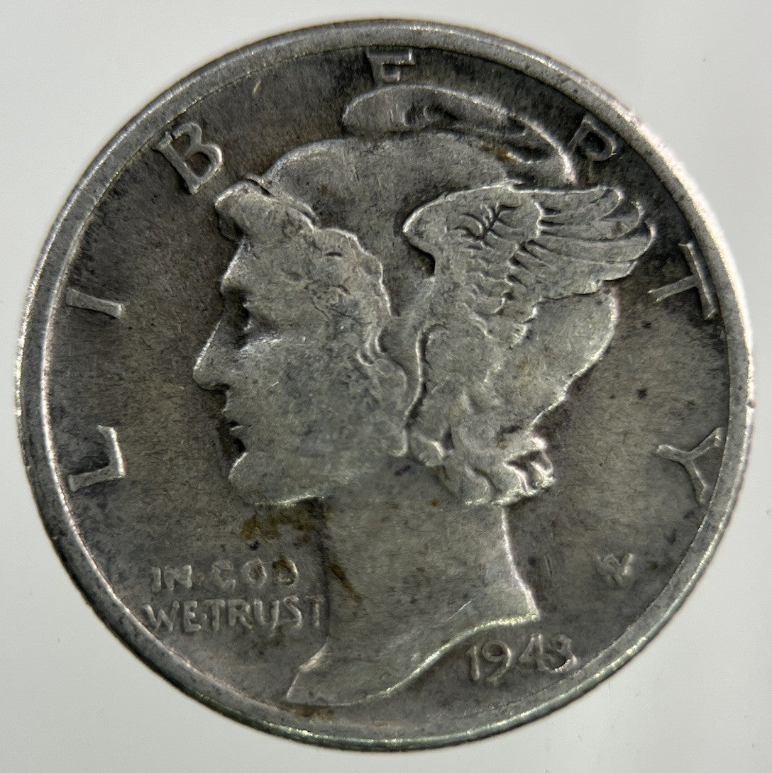 1943 US USA Mercury Dime Silver Coin | Fine Collectable Grade